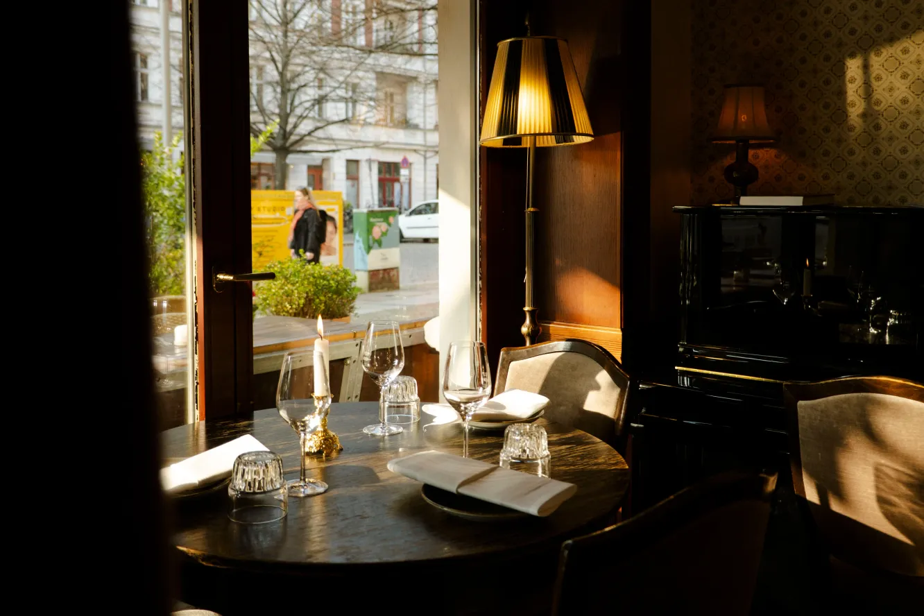 Laid table in the restaurant
